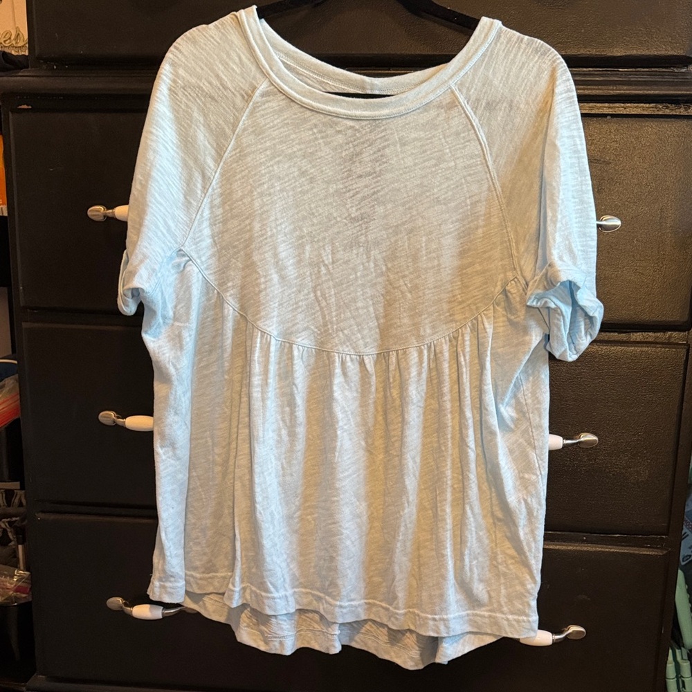 Blue Top with Slight Open Back